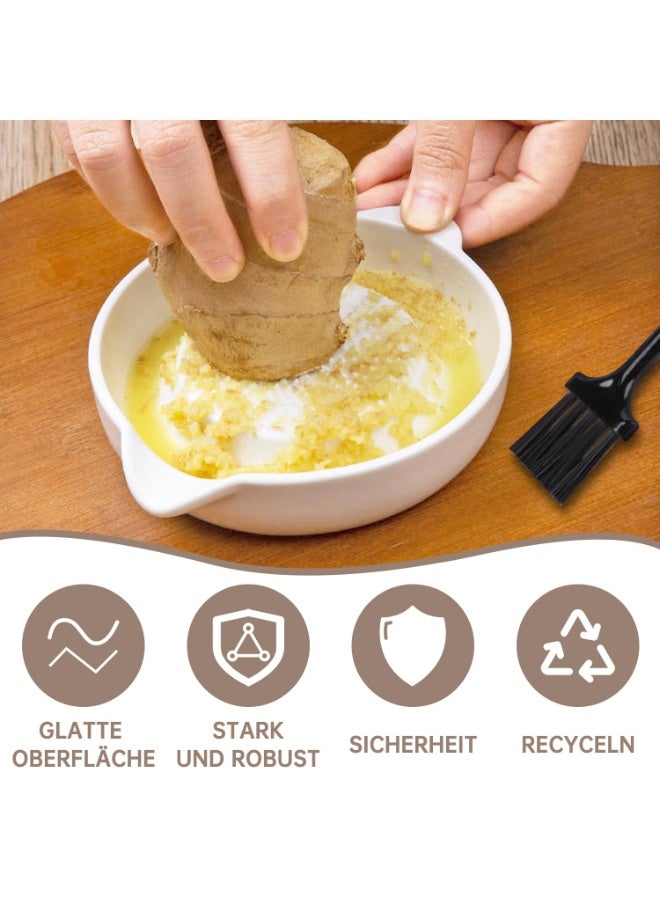 kunshao Ceramic Ginger Garlic Grater, Round White with Cleaning Brush, for Onion Vegetable Cheese Turmeric, Kitchen Tool - Image 3